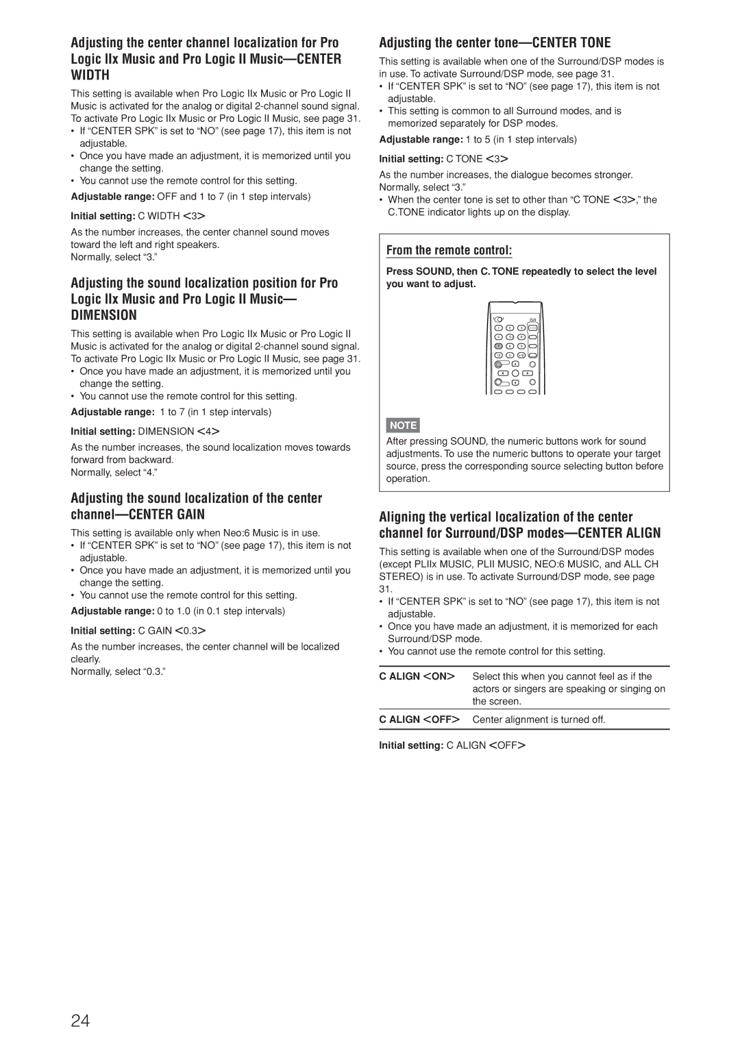 JVC RX-D206B, RX-D205S manual Adjusting the center tone-CENTER Tone 