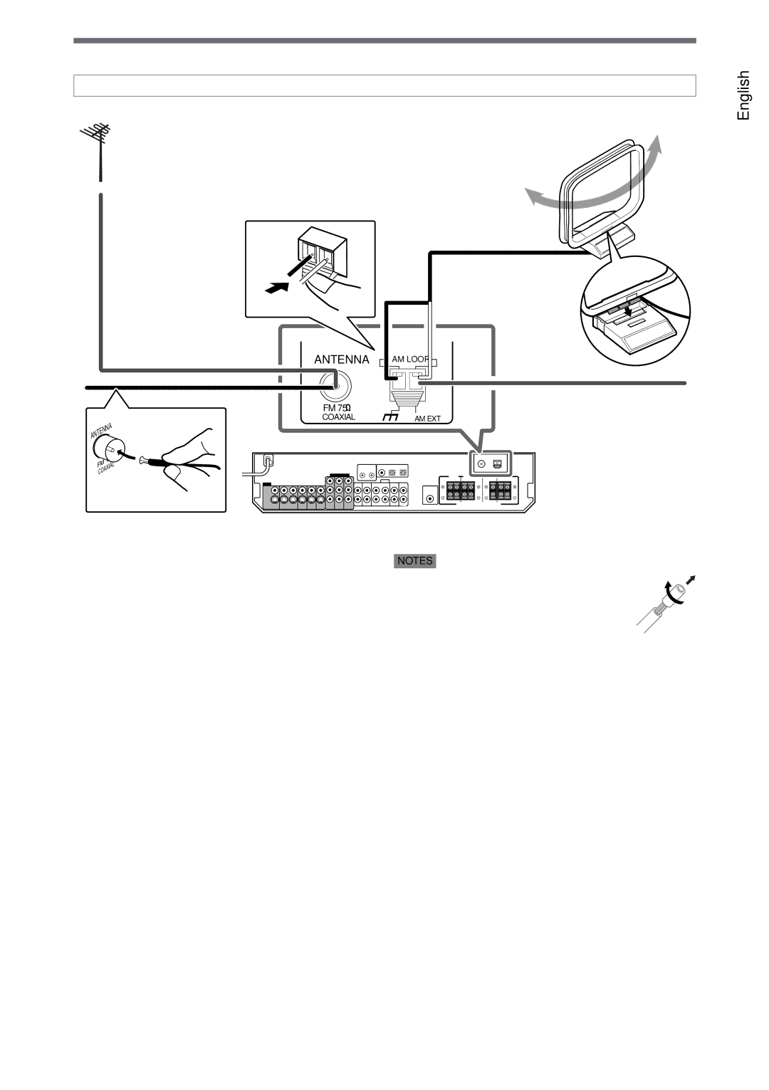 JVC RX-D206B, RX-D205S manual Connecting the FM and AM antennas 