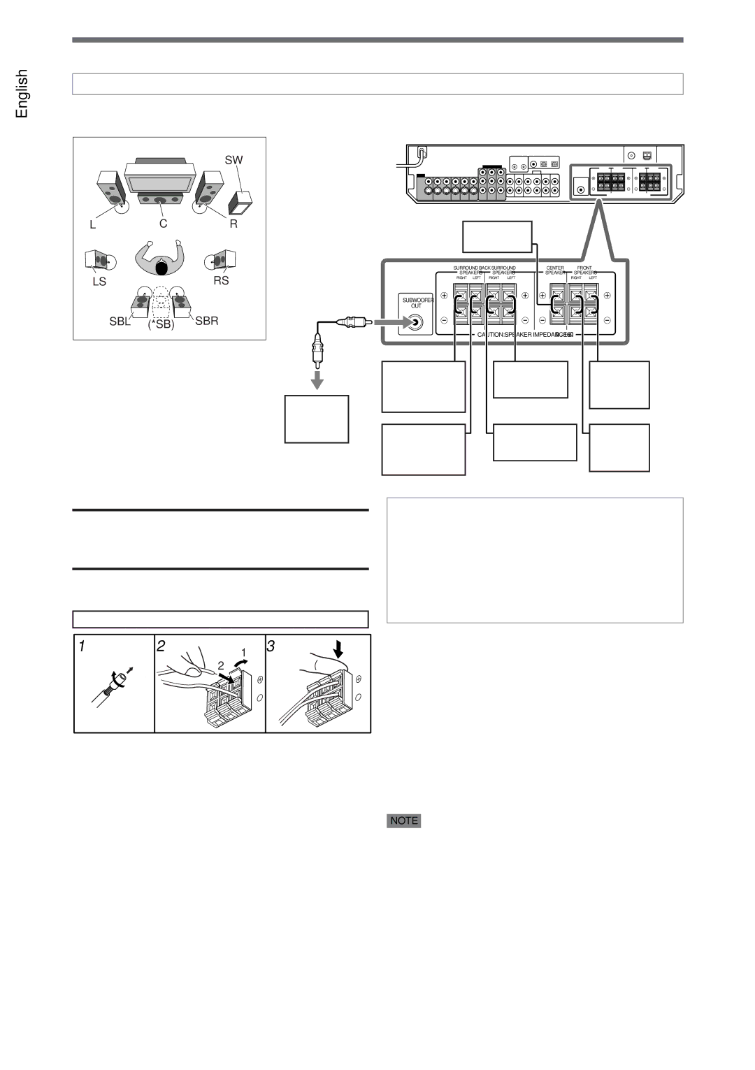 JVC RX-D205S, RX-D206B manual Connecting the speakers 