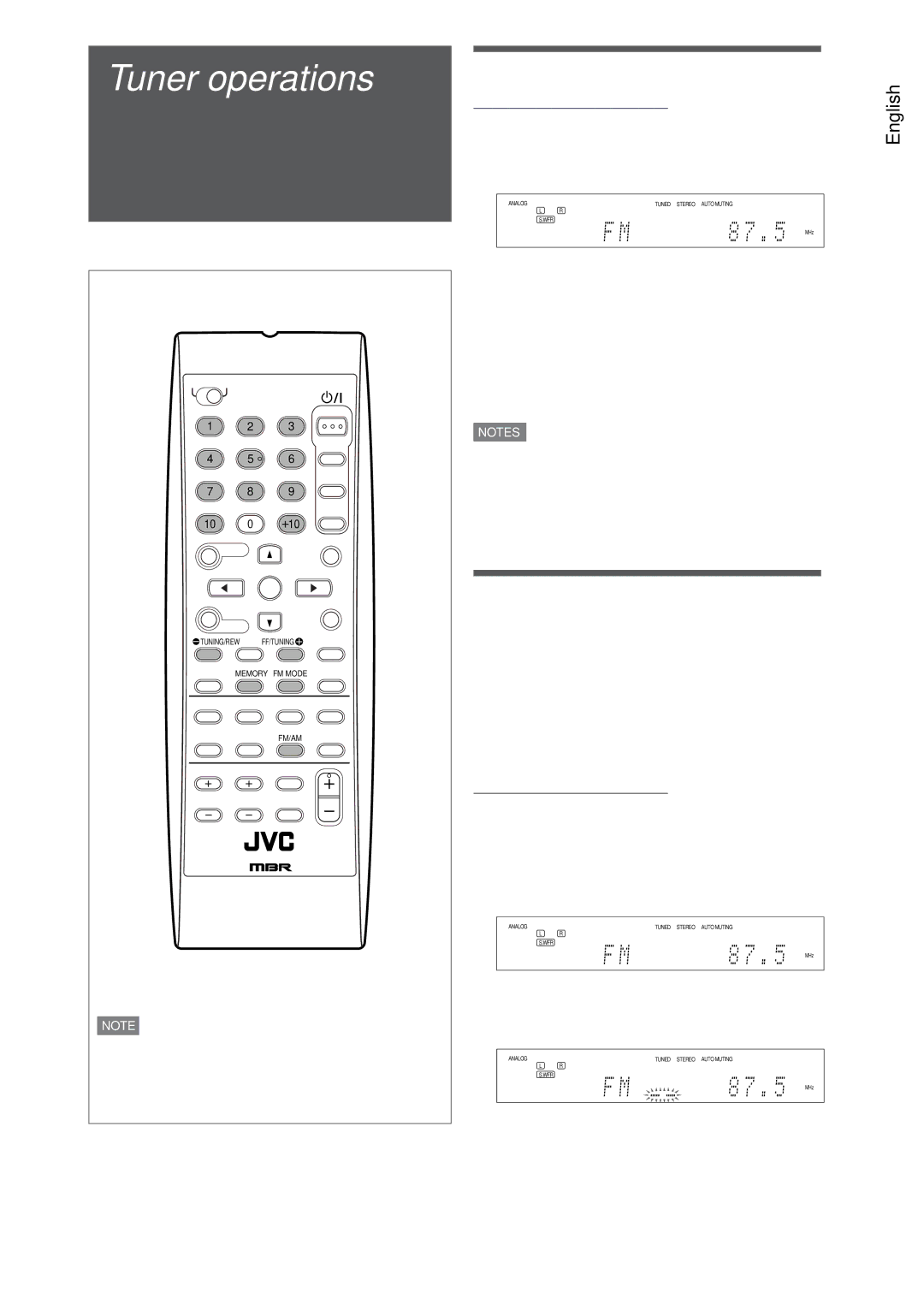 JVC RX-D206B, RX-D205S manual Tuner operations 