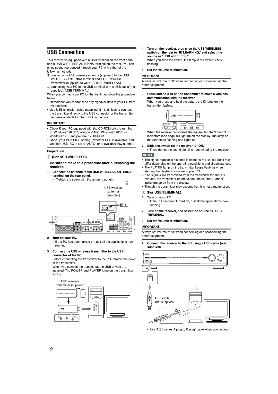 JVC RX-D301S, RX-D302B manual USB Connection, For USB Terminal 