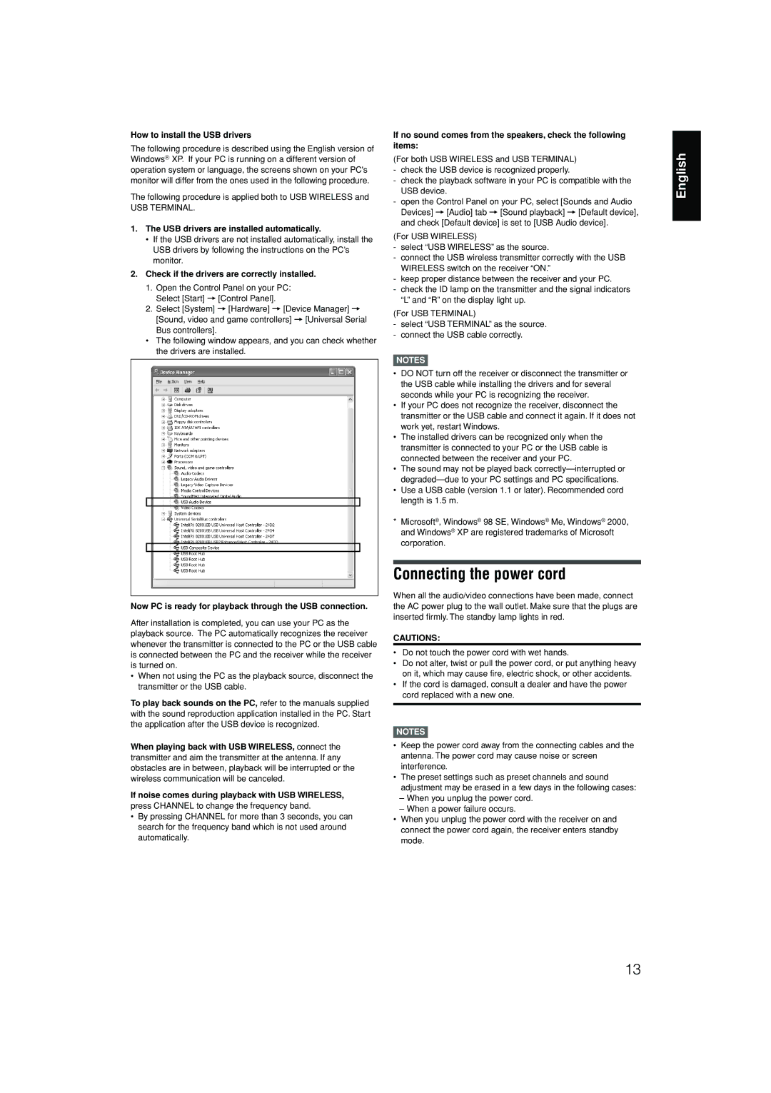 JVC RX-D301S, RX-D302B manual Connecting the power cord 