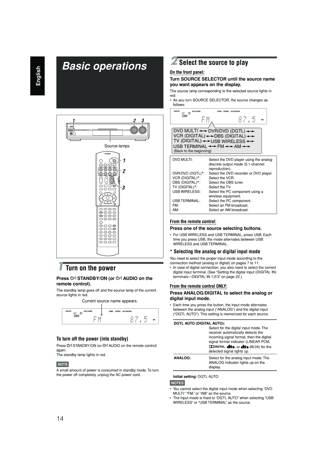 JVC RX-D302B, RX-D301S manual Basic operations 