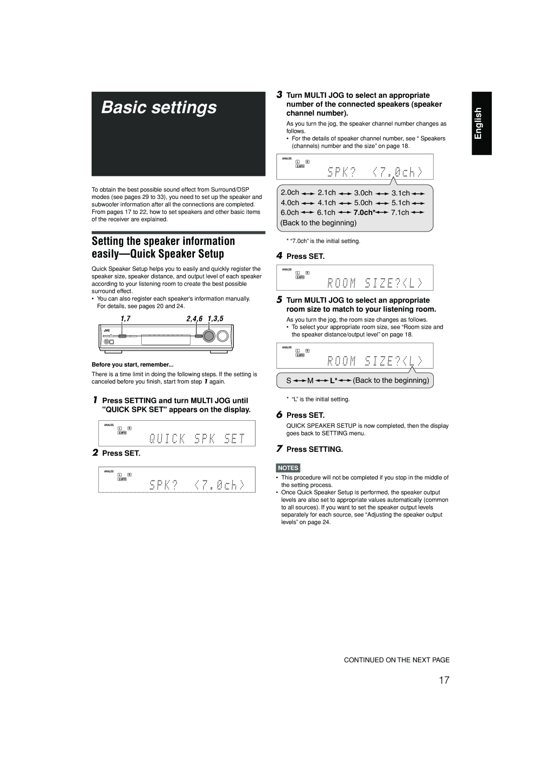 JVC RX-D301S, RX-D302B manual Basic settings 