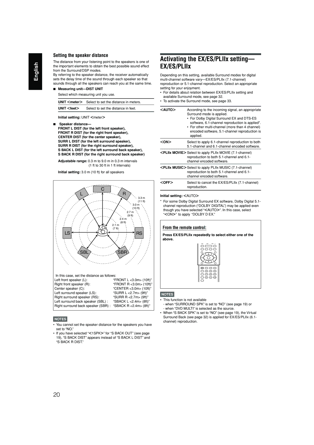 JVC RX-D302B, RX-D301S manual Activating the EX/ES/PLIIx setting- EX/ES/PLIIx 