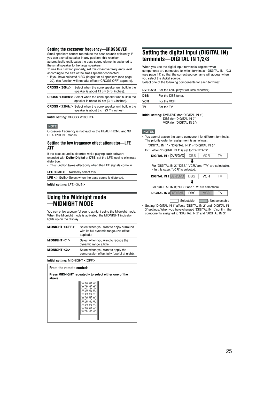 JVC RX-D401S, RX-D402B manual Using the Midnight mode, Setting the low frequency effect attenuator-LFE 