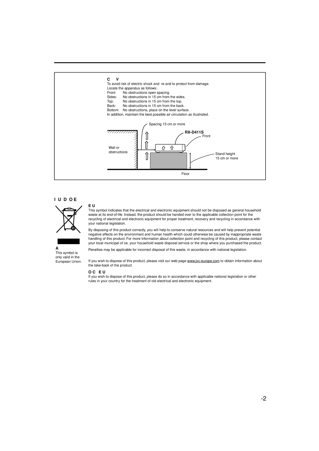 JVC RX-D411S manual Information for Users on Disposal of Old Equipment 