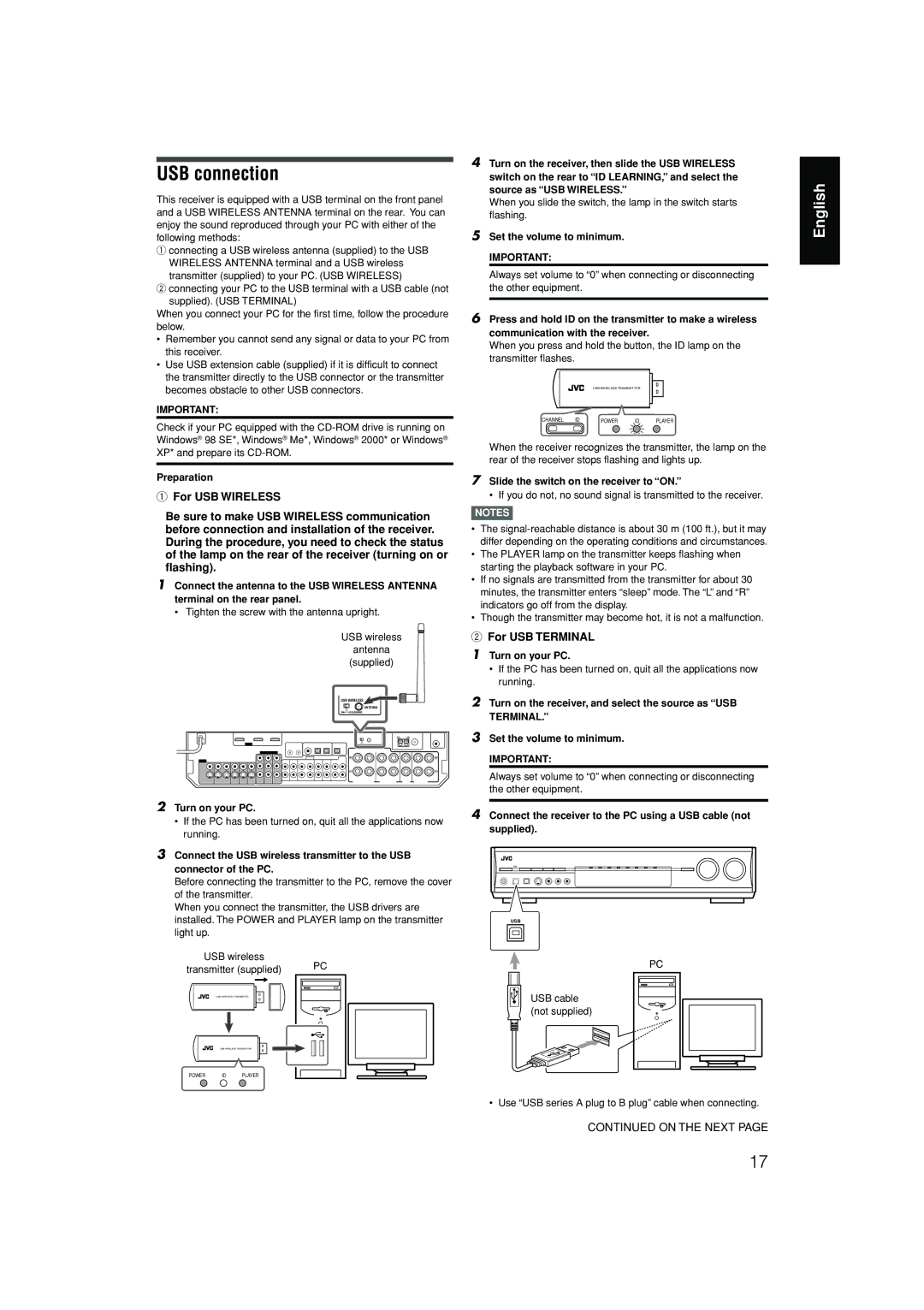 JVC RX-D701S manual USB connection 