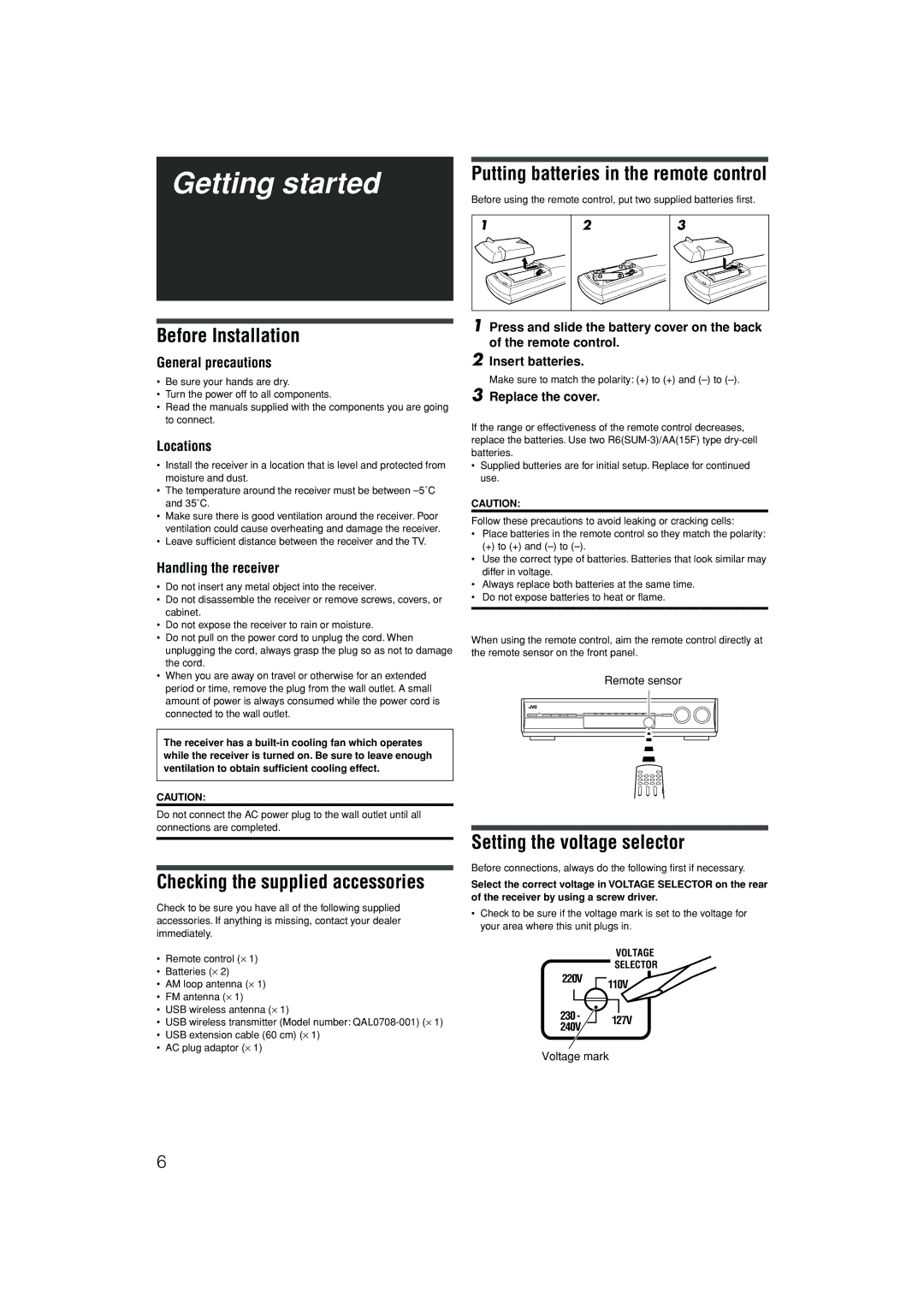 JVC RX-D701S manual Setting the voltage selector, 220V 230 240V 