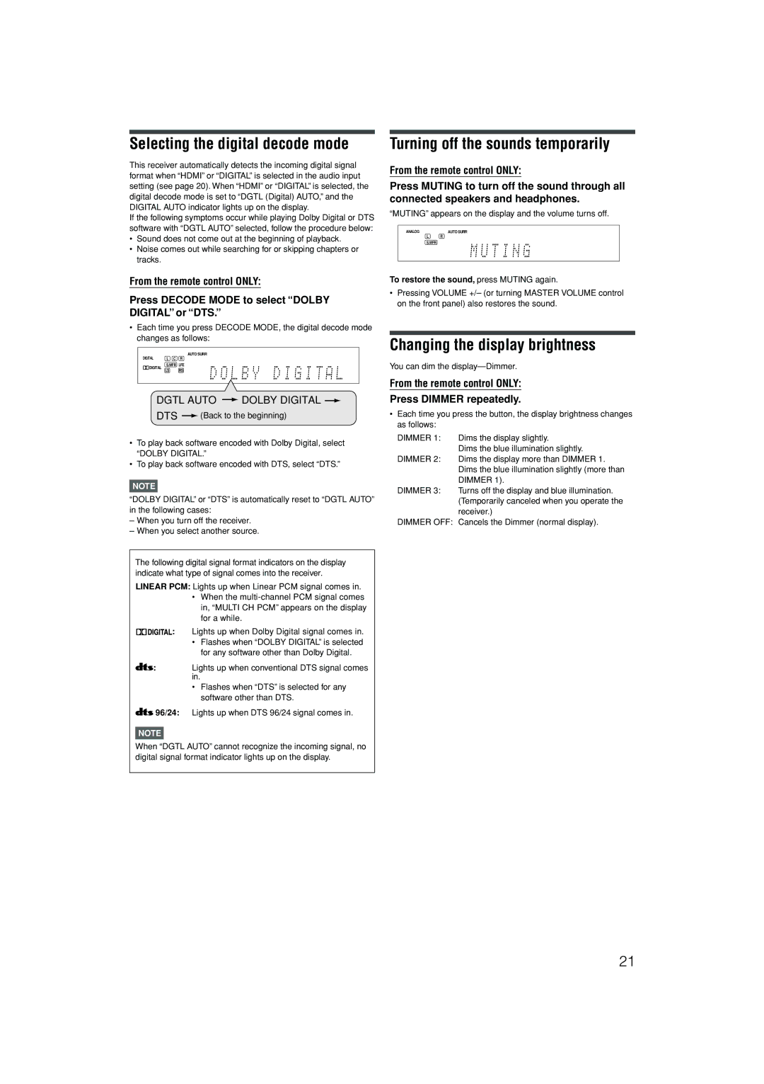 JVC RX-D701S manual Selecting the digital decode mode 