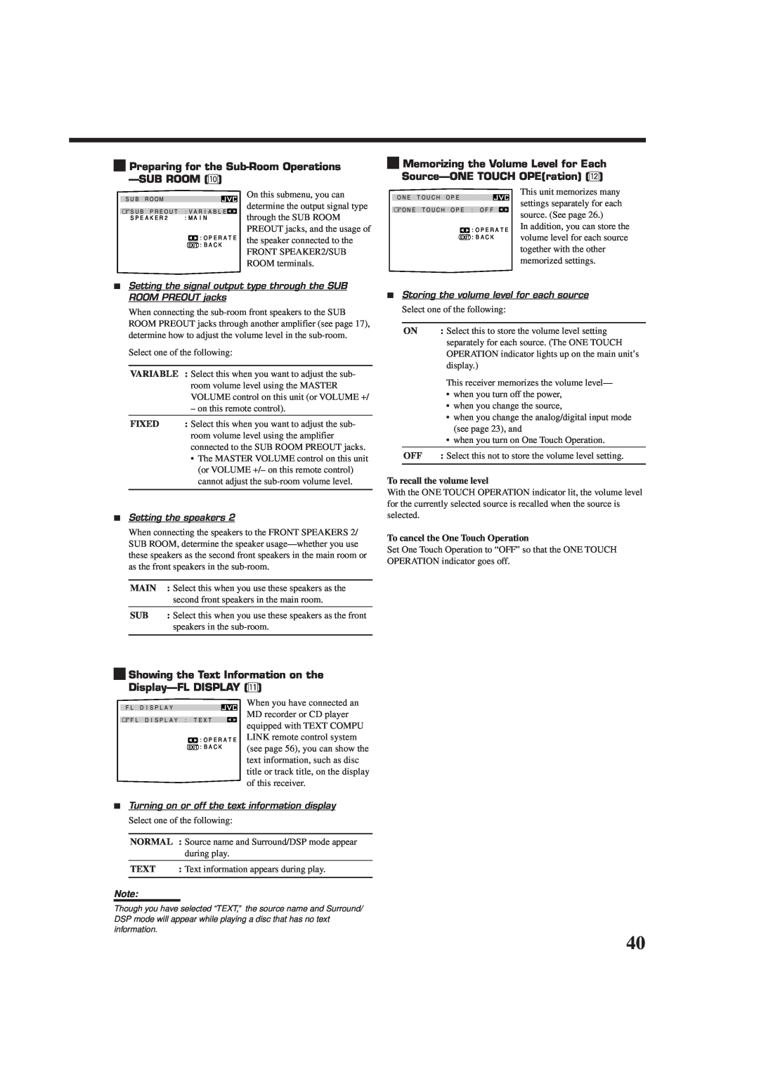 JVC RX-DP10VBK manual Preparing for the Sub-RoomOperations —SUBROOM p 