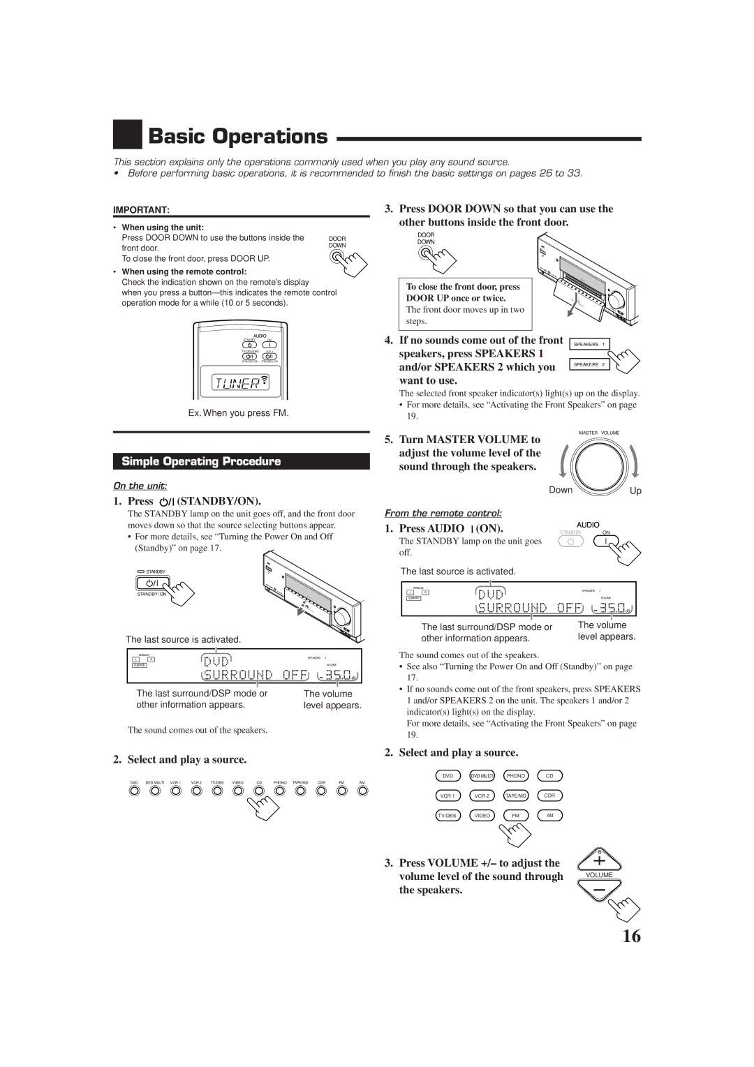 JVC RX-DP9VBK manual Basic Operations, Simple Operating Procedure 