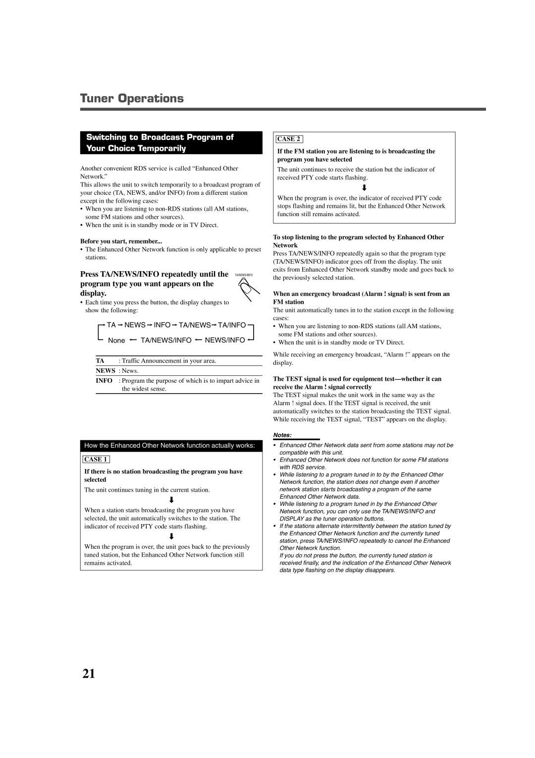 JVC RX-DV3RSL manual Switching to Broadcast Program Your Choice Temporarily, Case 