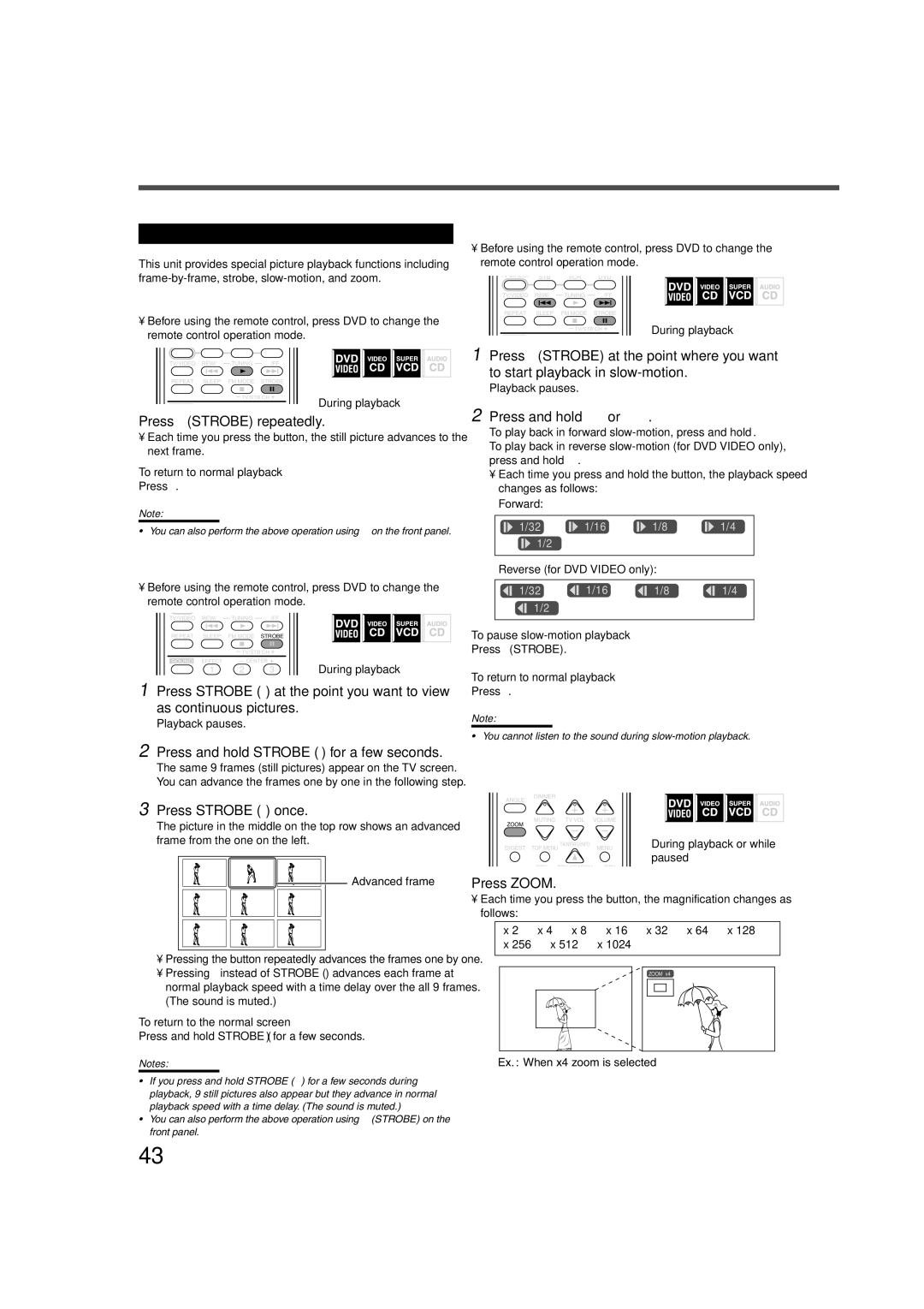 JVC RX-DV3RSL manual Special Picture Playback 