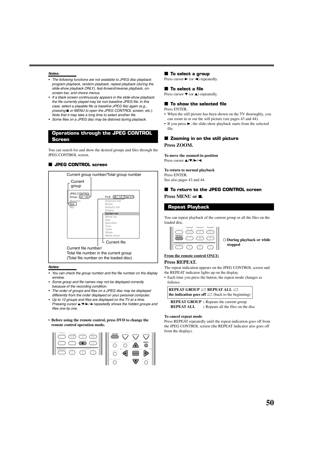 JVC RX-DV3RSL manual Operations through the Jpeg Control Screen, Press Menu or 