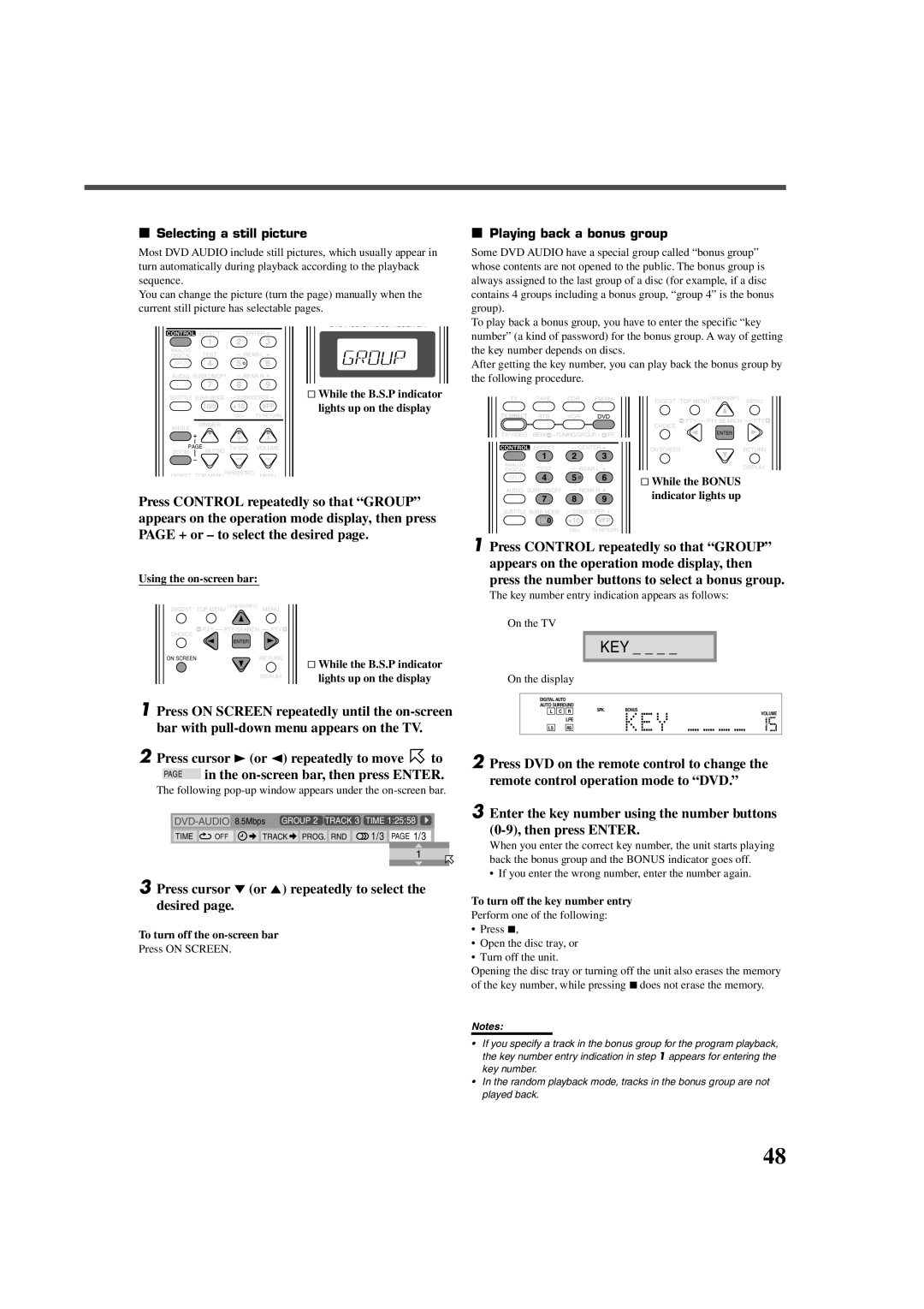 JVC RX-DV5RSL manual Press cursor ∞ or 5 repeatedly to select the desired, Press the number buttons to select a bonus group 