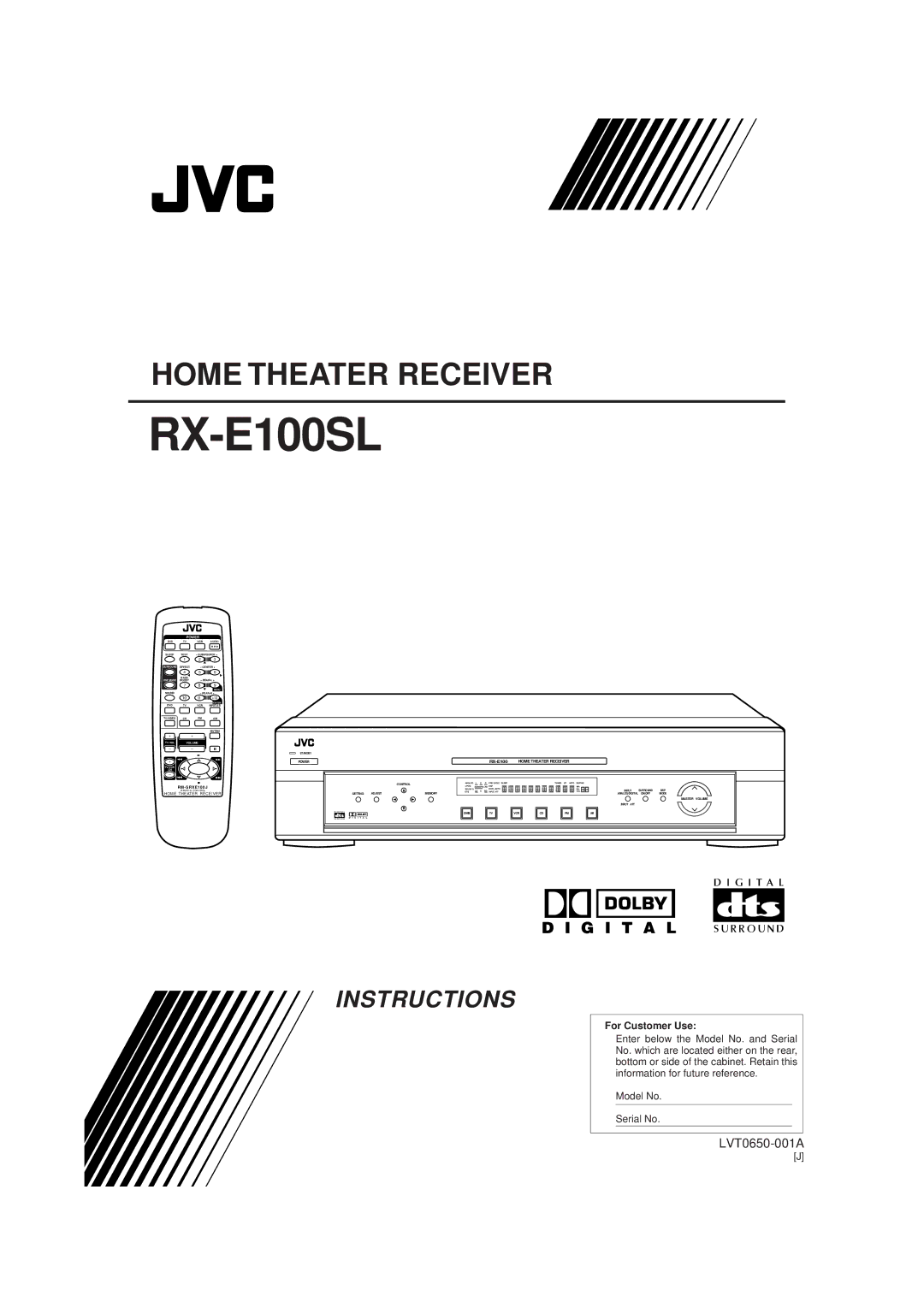 JVC RX-E100SL manual 