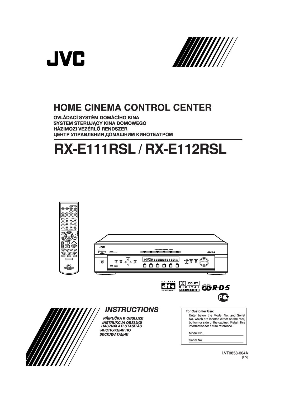 JVC RX-E112RSL, RX-E111RSL manual Ovládací Systém Domácího Kina, System Sterujący Kina Domowego, Házimozi Vezérlő Rendszer 