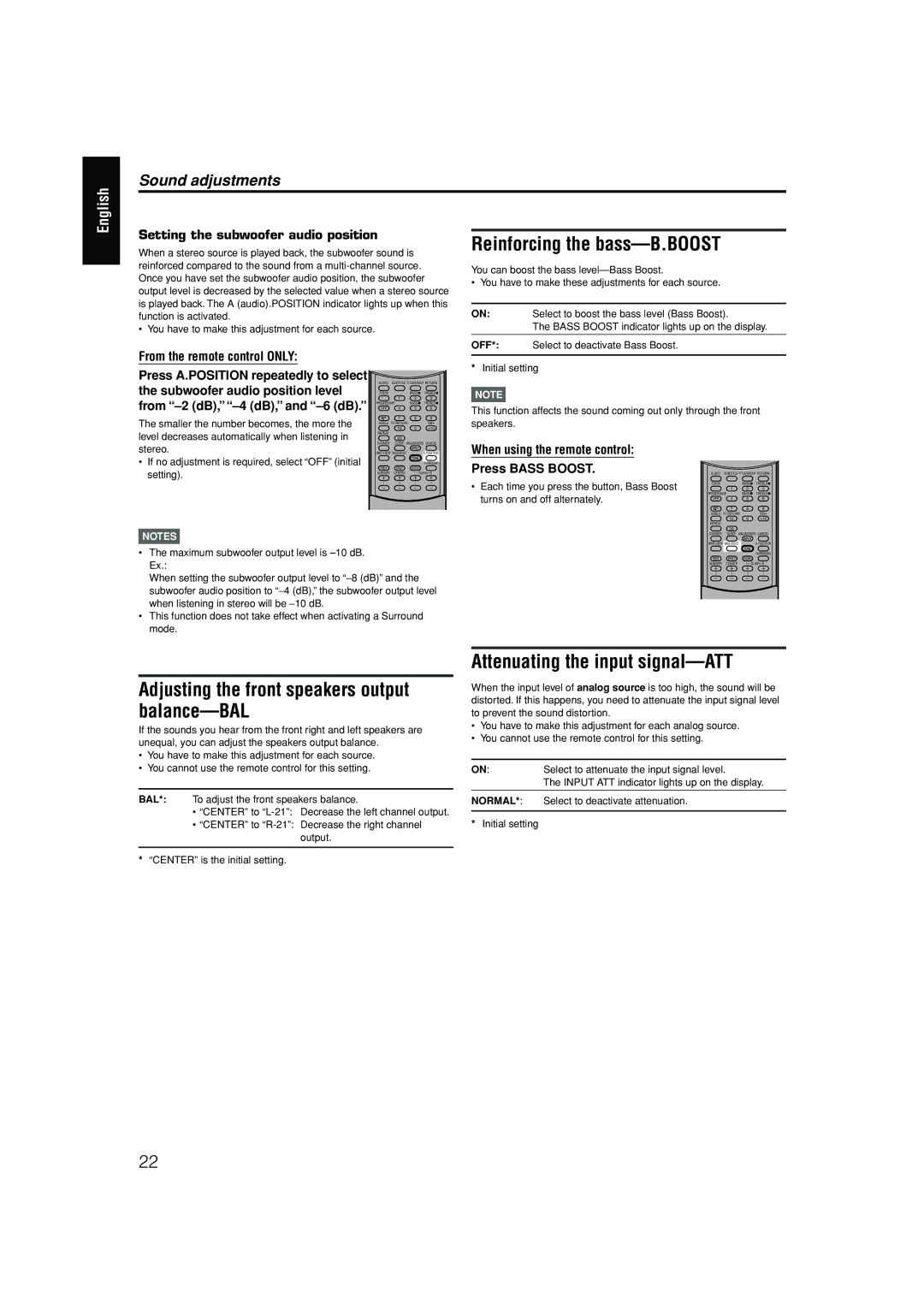 JVC RX-ES1SL manual Reinforcing the bass-B.BOOST 