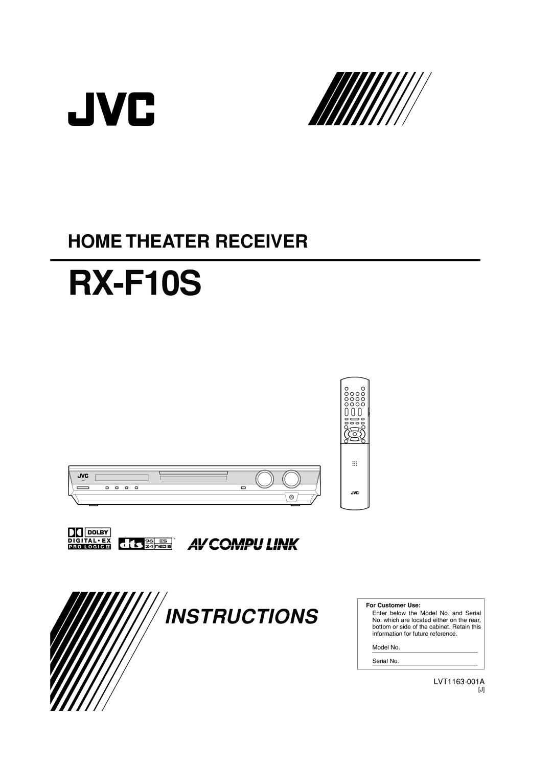 JVC RX-F10S manual For Customer Use 