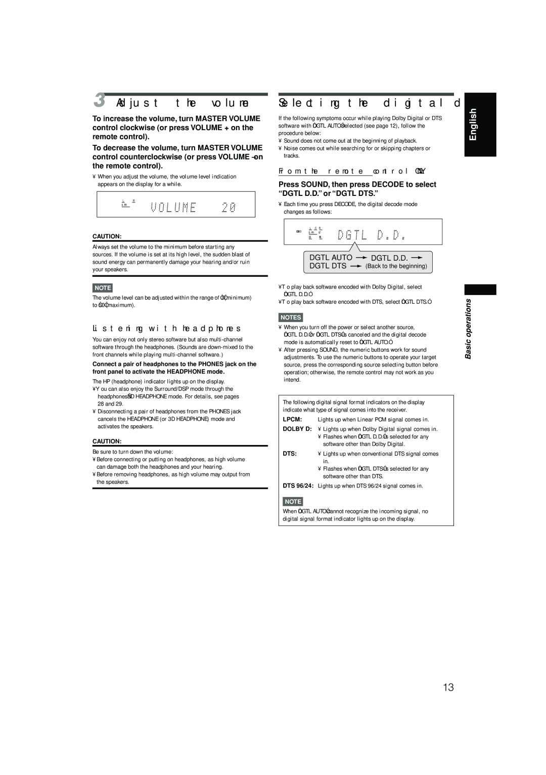 JVC RX-F10S manual Adjust the volume 