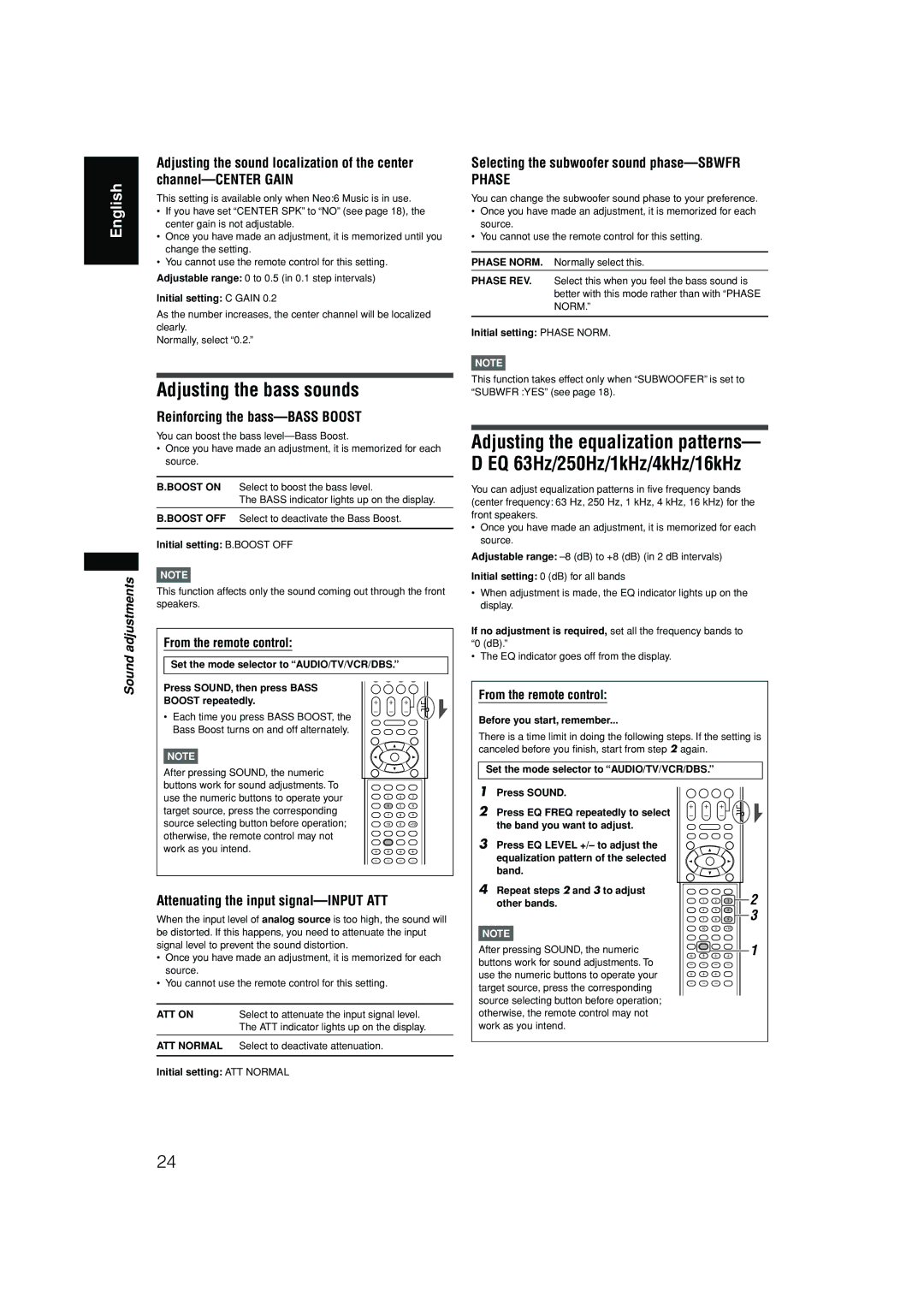 JVC RX-F10S manual Adjusting the bass sounds 