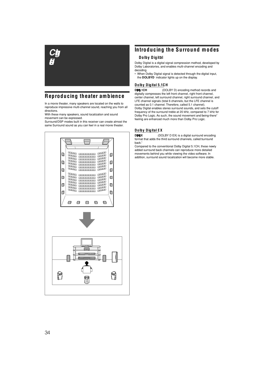 JVC RX-F31S manual Creating realistic sound fields 