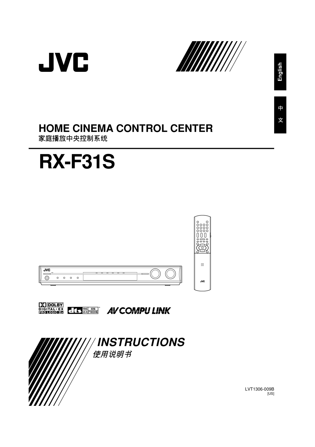 JVC RX-F31S manual Instructions, Home Cinema Control Center, English 
