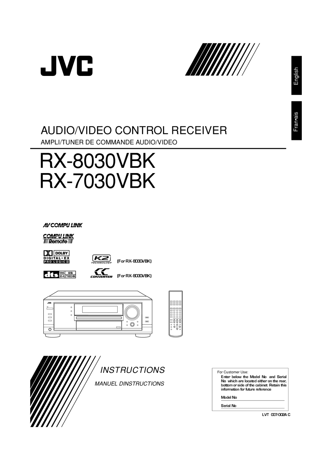 JVC RX7030VBK manual RX-8030VBK RX-7030VBK 