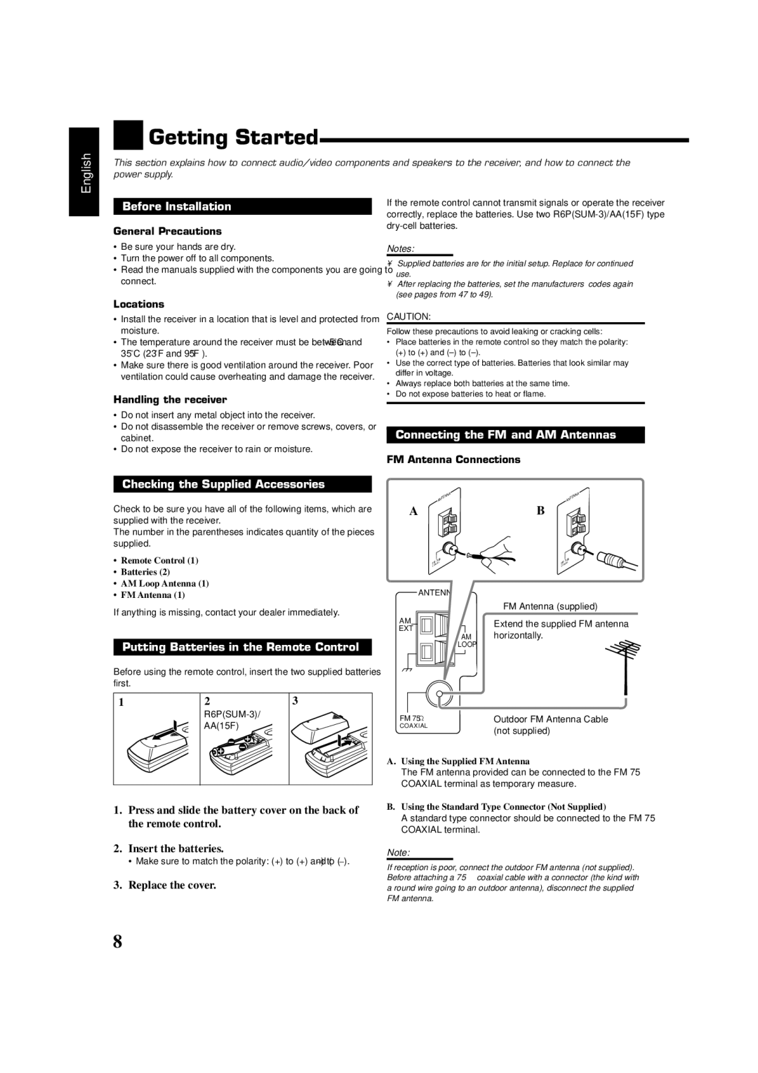 JVC RX7030VBK manual Getting Started 