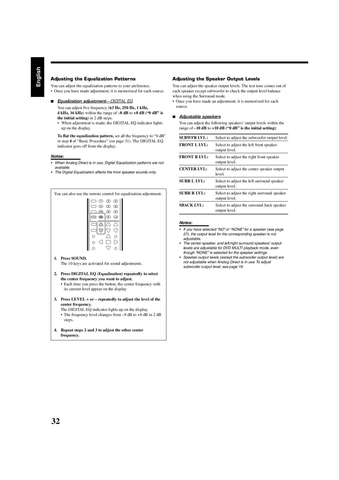 JVC RX7030VBK manual Adjusting the Equalization Patterns 