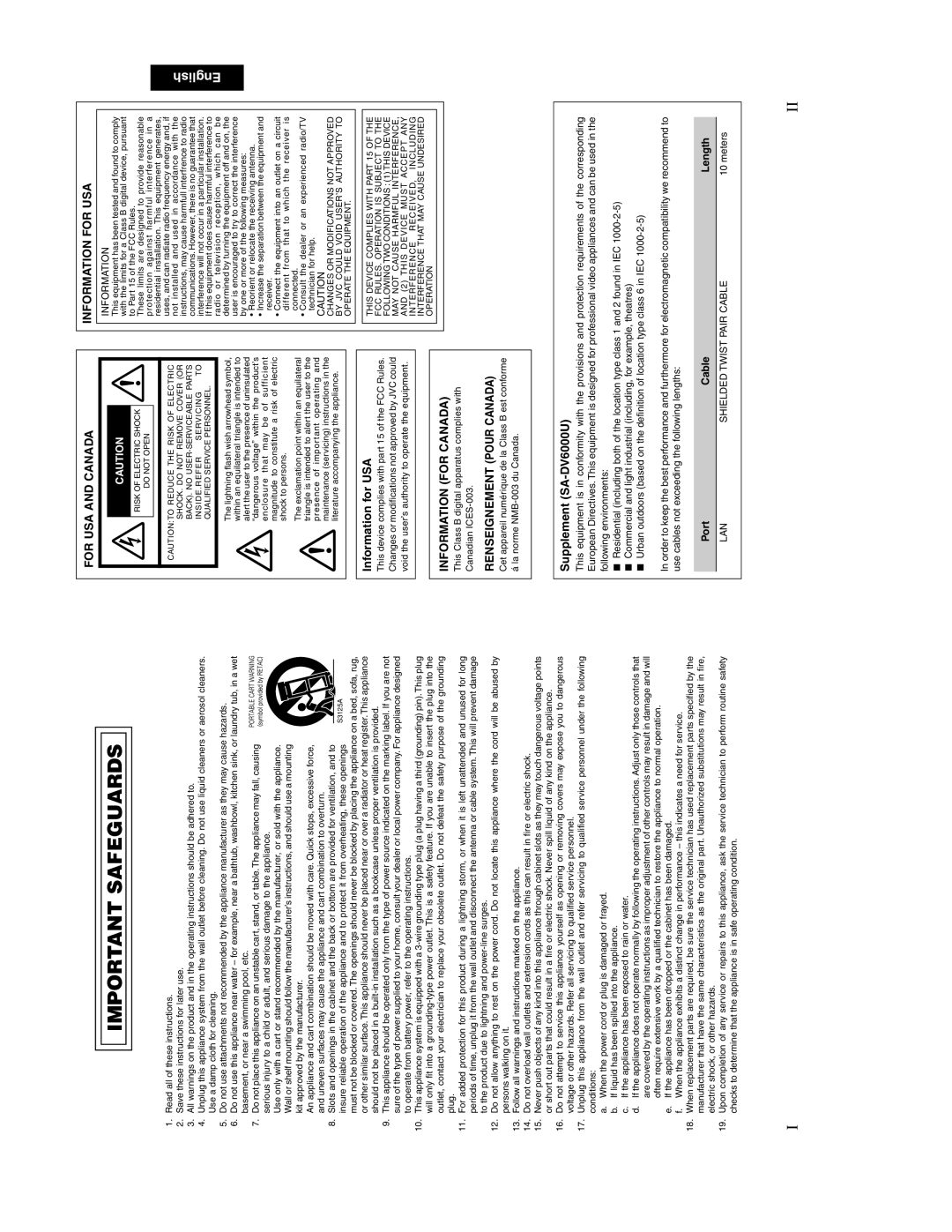 JVC manual Information for USA, Supplement SA-DV6000U 