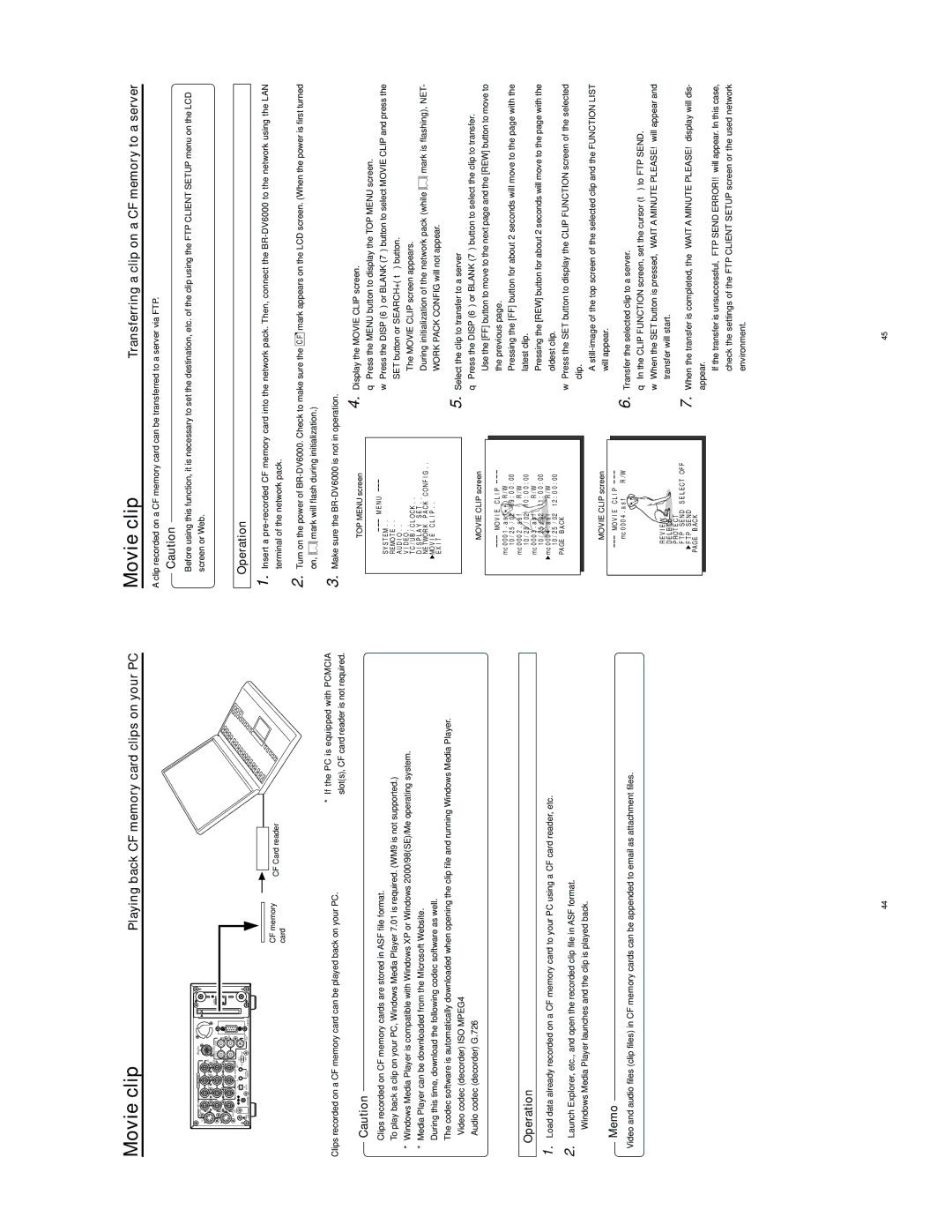 JVC SA-DV6000 manual Playing back CF memory card clips on your PC, Transferring a clip on a CF memory to a server 