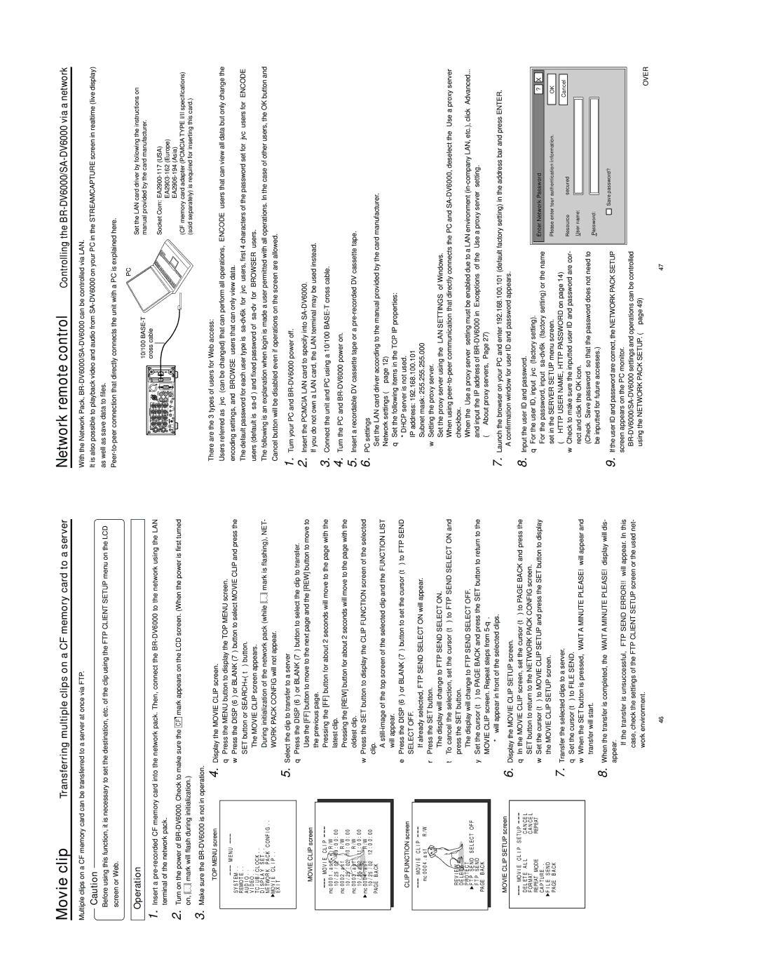 JVC SA-DV6000 manual Transferring multiple clips on a CF memory card to a server 