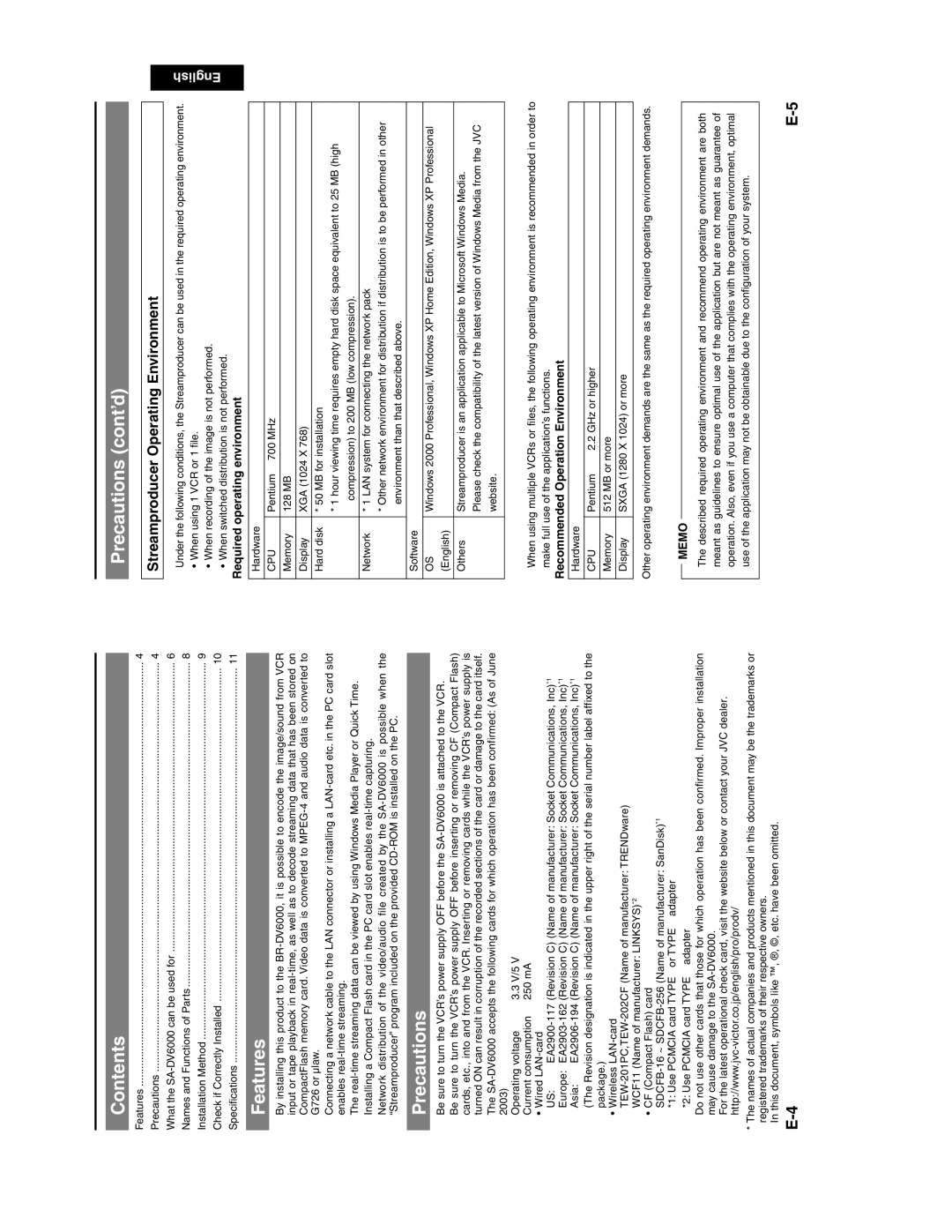 JVC SA-DV6000 manual Contents 