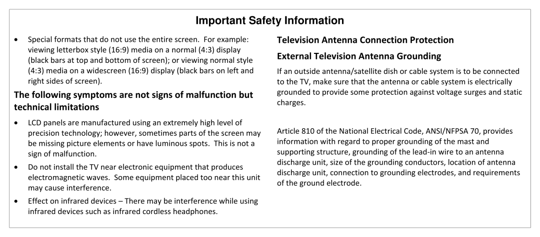 JVC SL42B-C manual Important Safety Information 