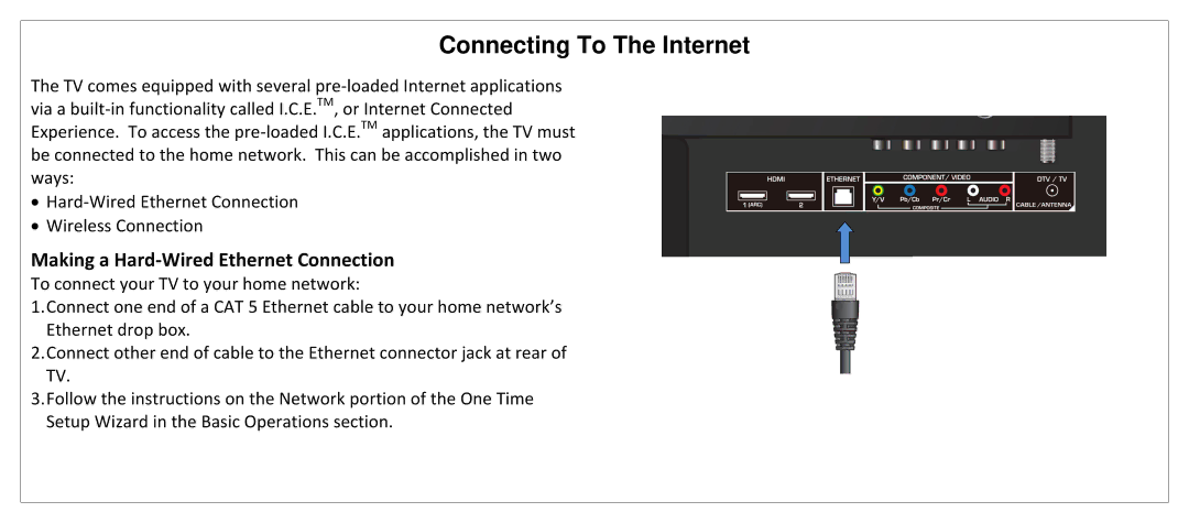 JVC SL42B-C manual Connecting To The Internet, Making a Hard-Wired Ethernet Connection 