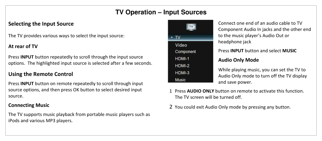 JVC SL42B-C manual TV Operation Input Sources, Selecting the Input Source, Using the Remote Control 