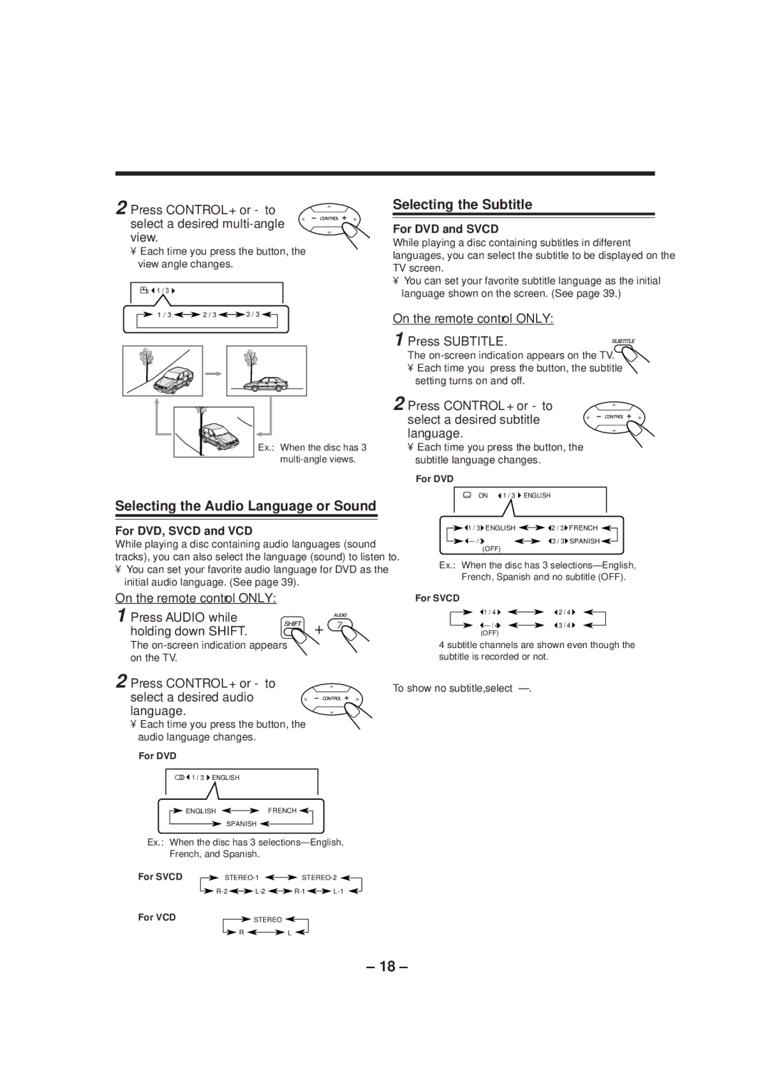 JVC GVT0057-016A, SP-DSC99TN manual Selecting the Audio Language or Sound, Selecting the Subtitle 