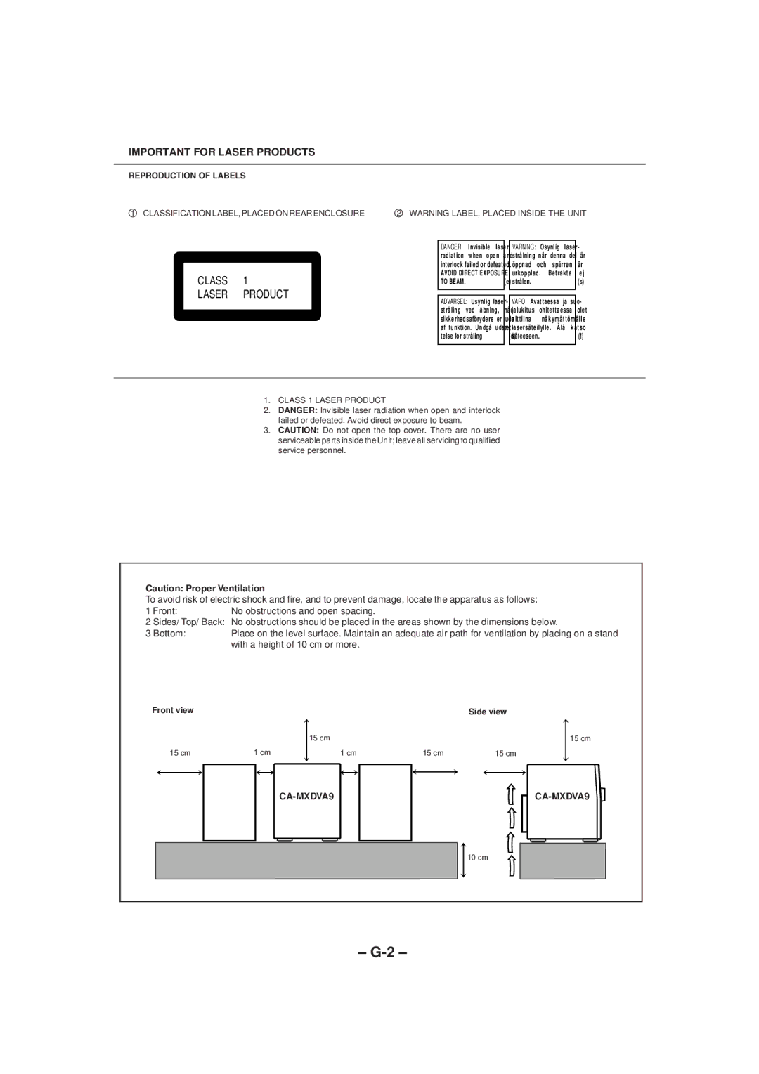 JVC GVT0057-016A, SP-DSC99TN manual Class Laser Product, Important for Laser Products 