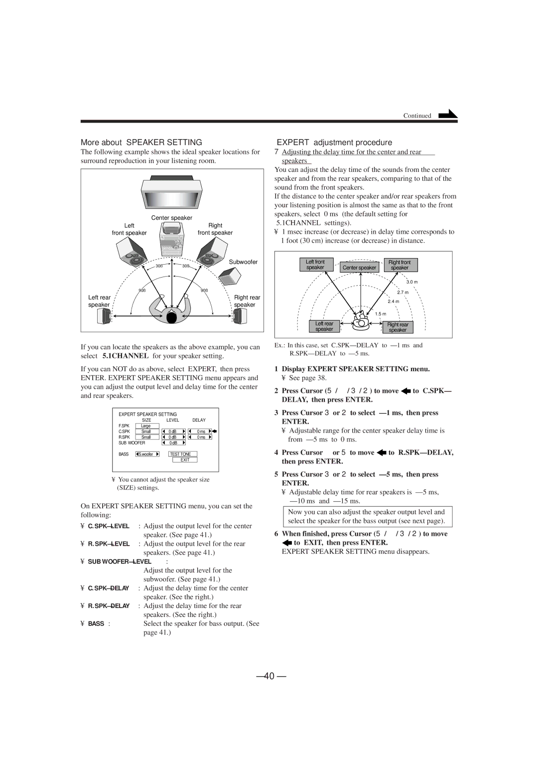 JVC GVT0057-016A, SP-DSC99TN manual More about Speaker Setting, Expert adjustment procedure, Sub Woofer-Level 