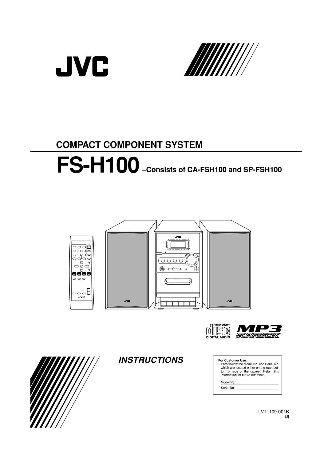 JVC FS-H100, SP-FSH100, CA-FSH100 manual Compact Component System 