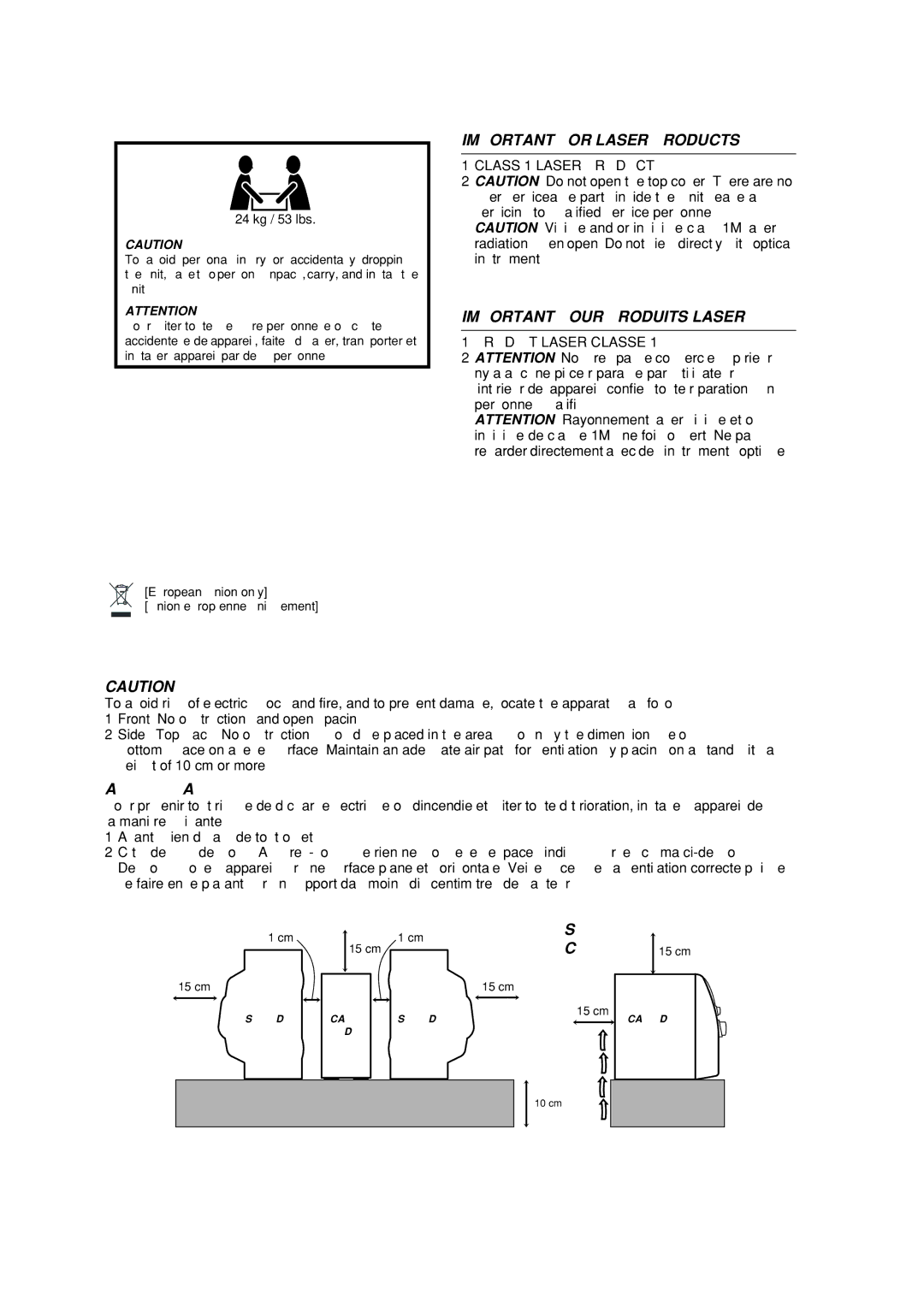 JVC CA-HXD77, SP-HXD77 manual Front view Face Side view, Côté 