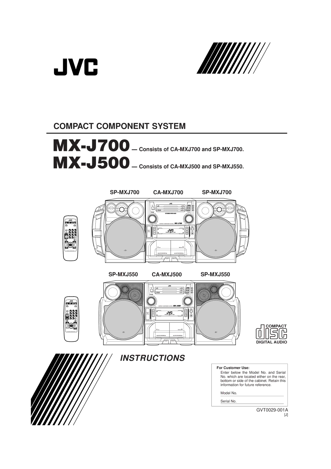 JVC SP-MXJ500, SP-MXJ700 manual Instructions 