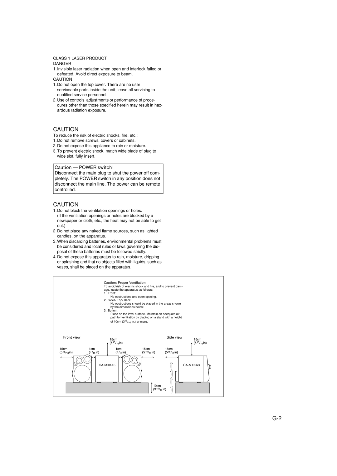 JVC CA-MXKA3, SP-MXKA3 manual Class 1 Laser Product 