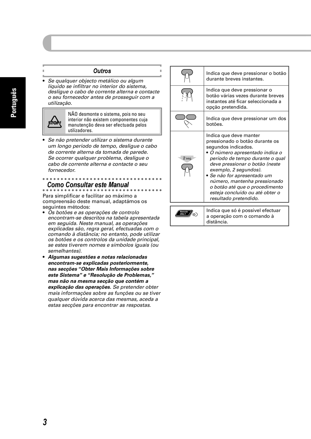 JVC SP-UXEP25, CA-UXEP25 manual Como Consultar este Manual, Outros, •Algumas sugestões e notas relacionadas, Português 