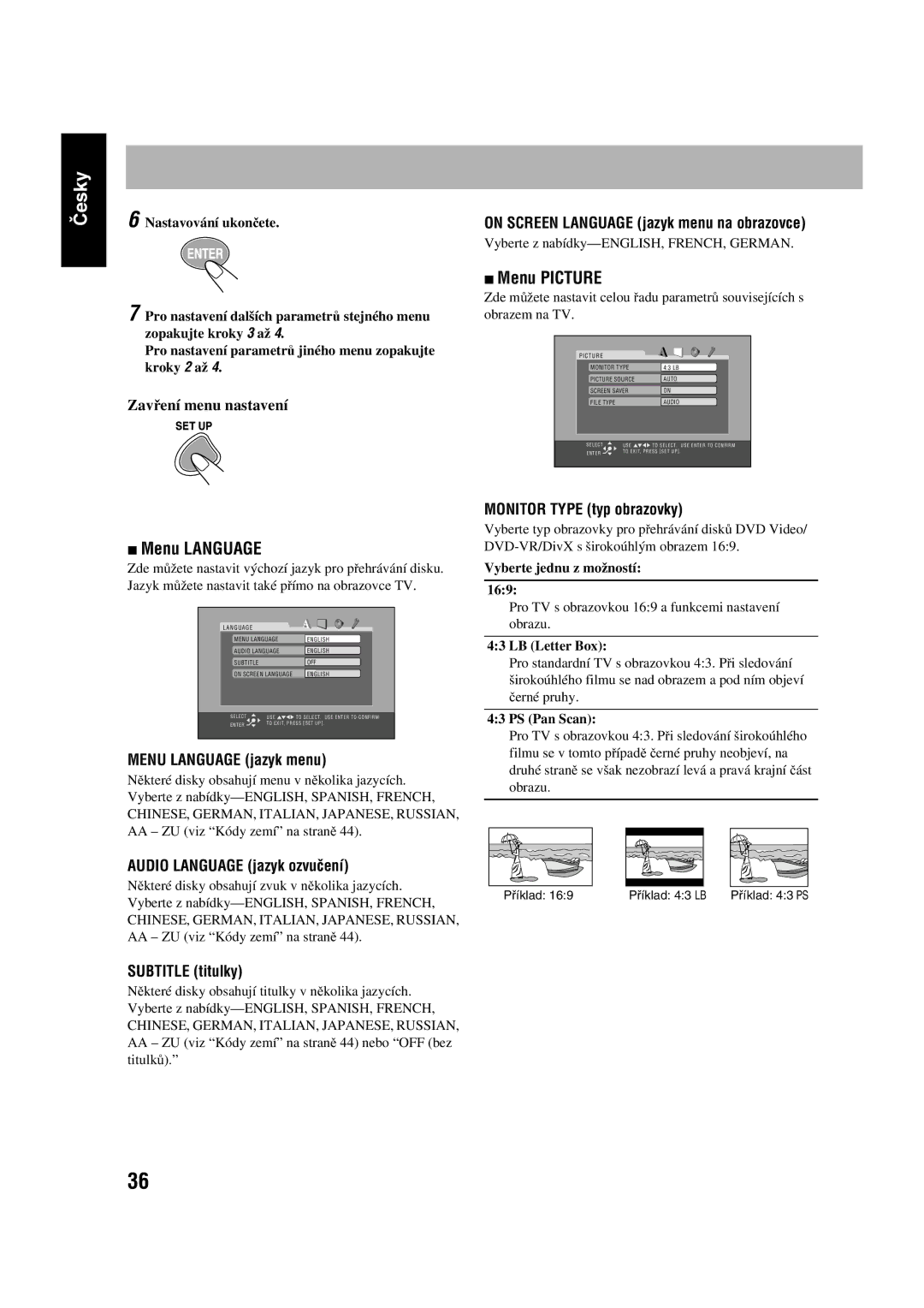 JVC SP-UXGD7, CA-UXGD7 manual Menu Language, Menu Picture 