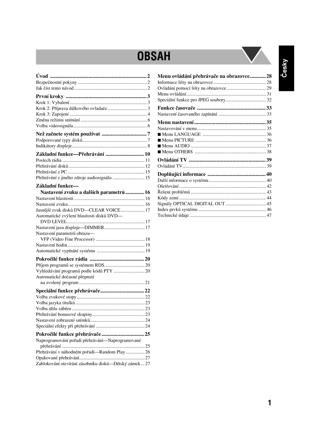 JVC CA-UXGD7, SP-UXGD7 manual Obsah 