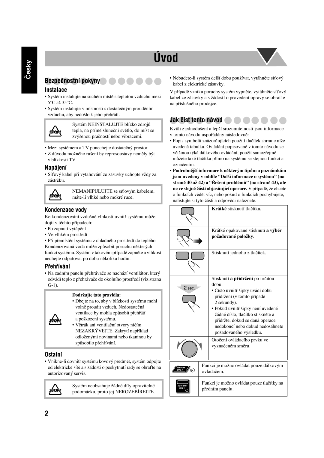 JVC SP-UXGD7, CA-UXGD7 manual Úvod, Bezpečnostní pokyny, Jak číst tento návod 