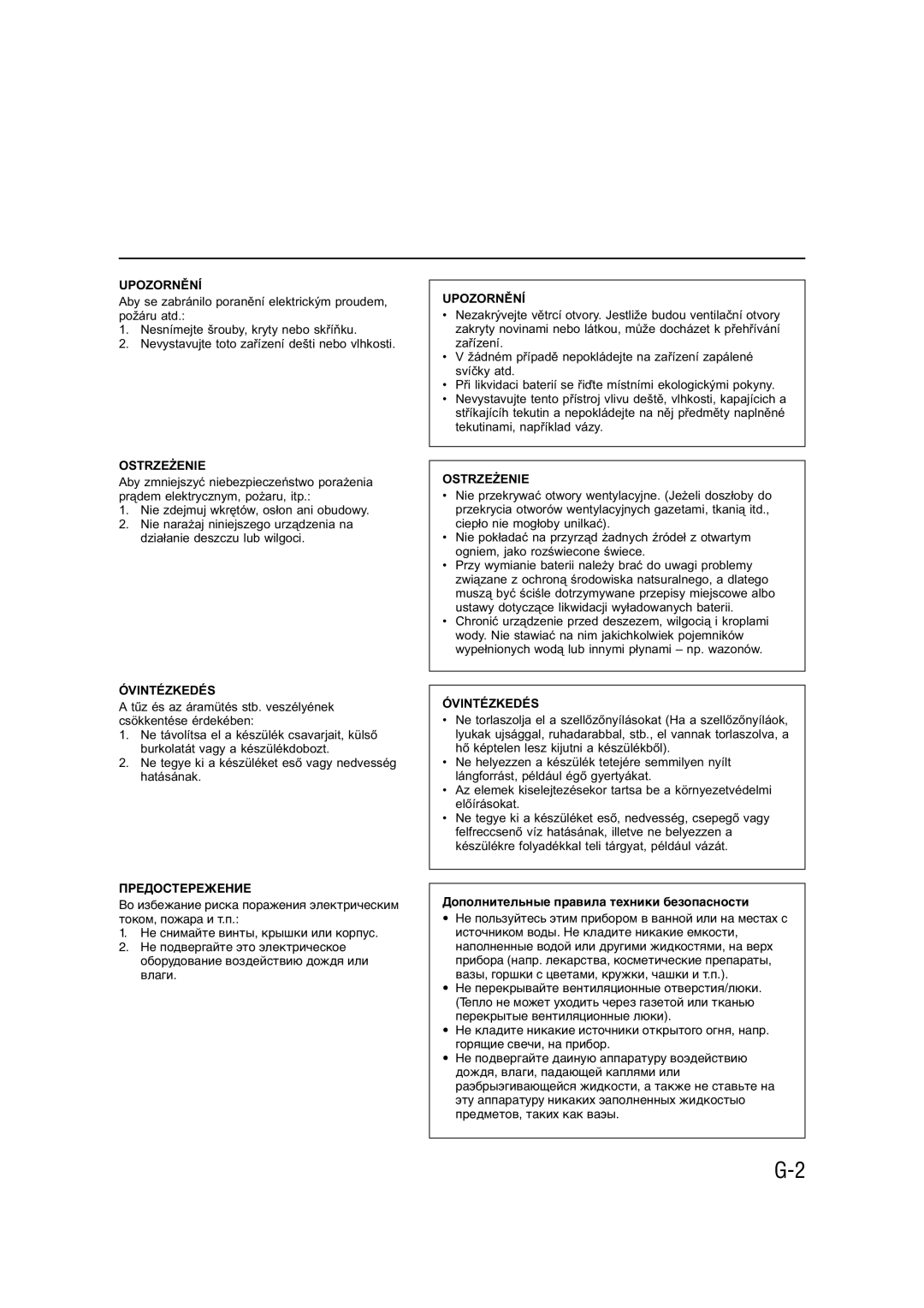 JVC SP-UXH35, CA-UXH35, CA-UXH30 manual Ostrzeżenie 